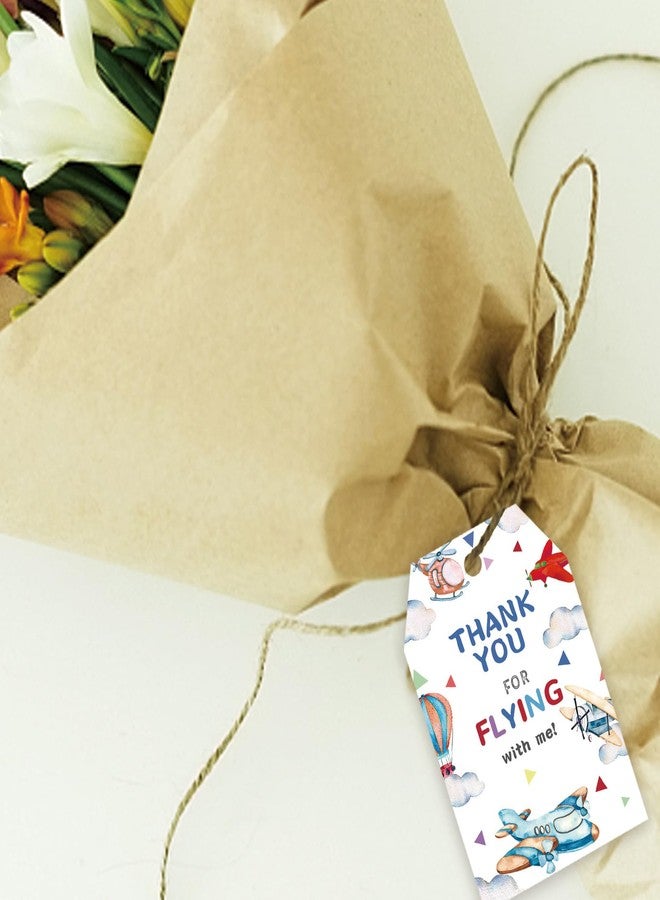 FORSHEEP 50pcs Airplane Thank You Tags, Plane Gift Tag with String for Boy Birthday Party, Thank You Paper Tags for Graduation/Adventure Begin Party Favors - Image 5